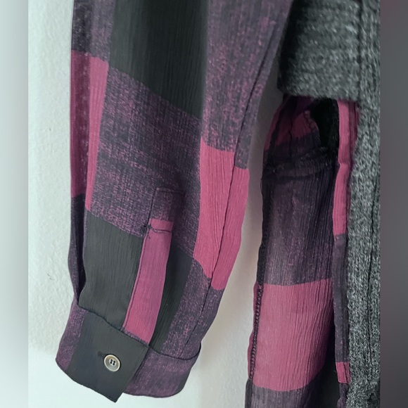 Rock & Republic Dress Sweater Faux Layered Sheer Bottom Buffalo Plaid Size Large - Picture 9 of 9